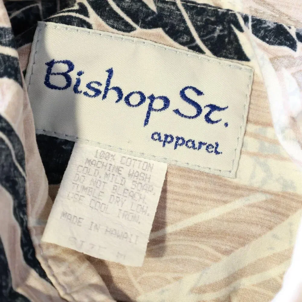 Bishop St. Apparel Tropical Print Shirt in Grey Tan & Blue